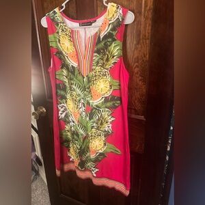 New York & Company Pink Tropical Mini Dress